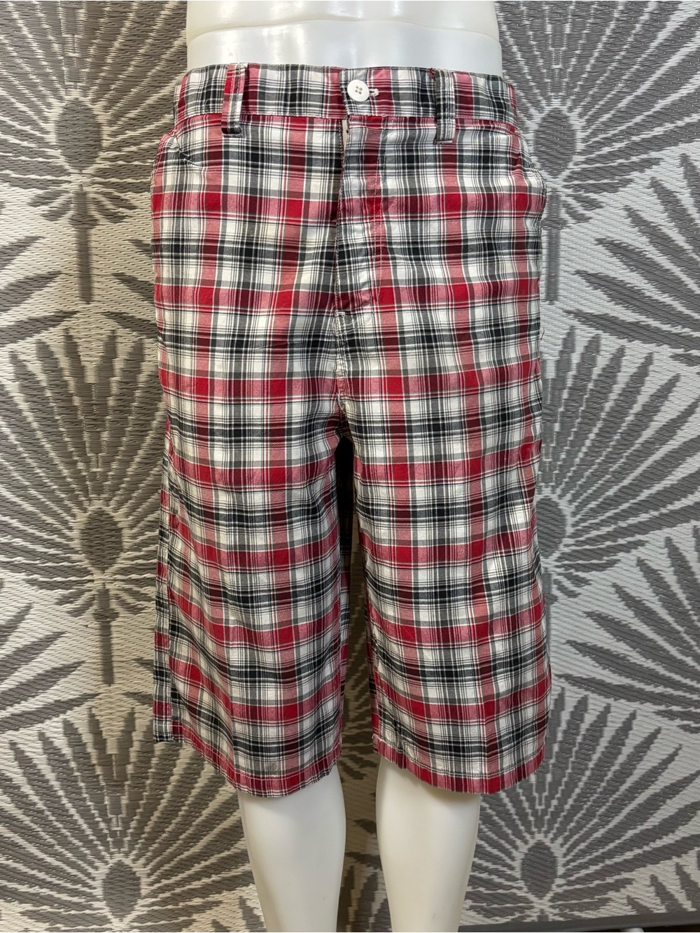Vtg Y2K Southpole Mens Plaid Shorts Sz 36 Red Black White Baggy Hip Hop